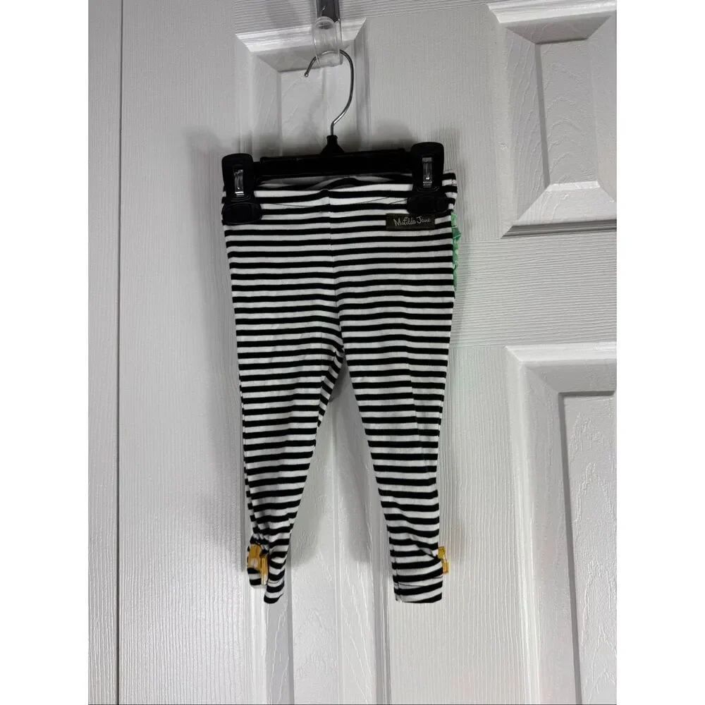 Matilda Jane Joanna Gaines Duckling Striped Ruffle Leggings Size 6-12m